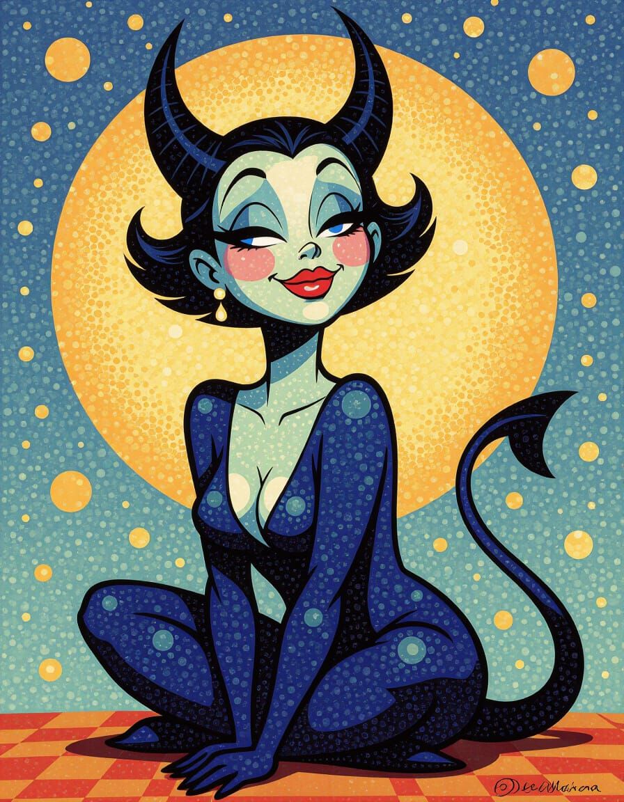 Surreal Portrait of a Whimsical Devilwoman