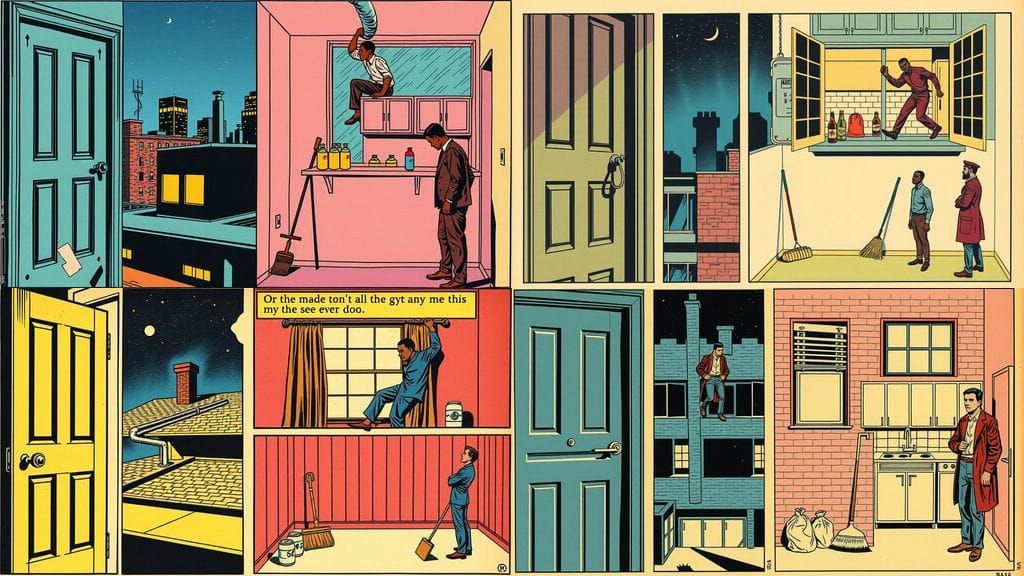 Faded Sci-Fi Comic Book Panel with Urban Intrigue