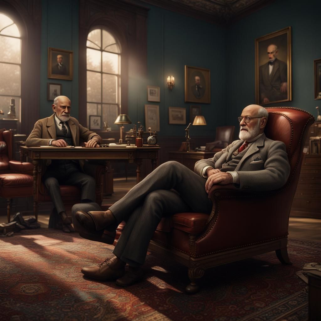 Sigmund Freud Counseling Patient: Detailed Matte Painting
