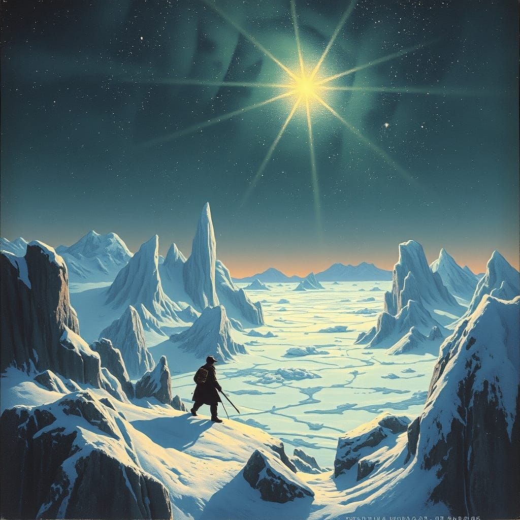 Chaotic Arctic Ice Shelf with Falling Star