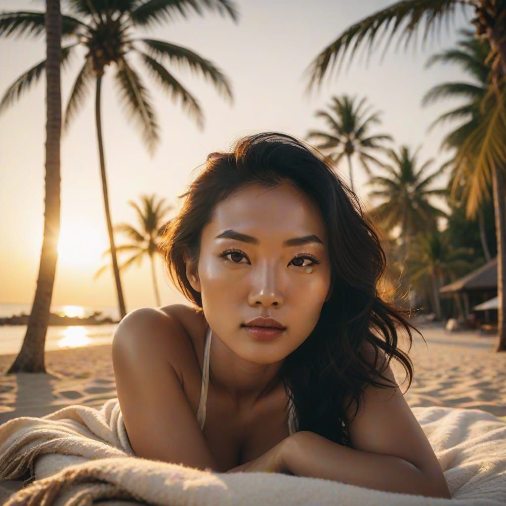 Tropical Beach Film Noir Sunset