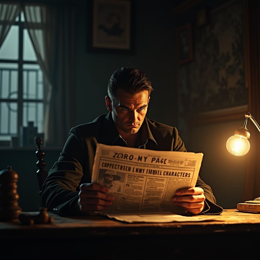 A Man of Intrigue in Film Noir Lighting