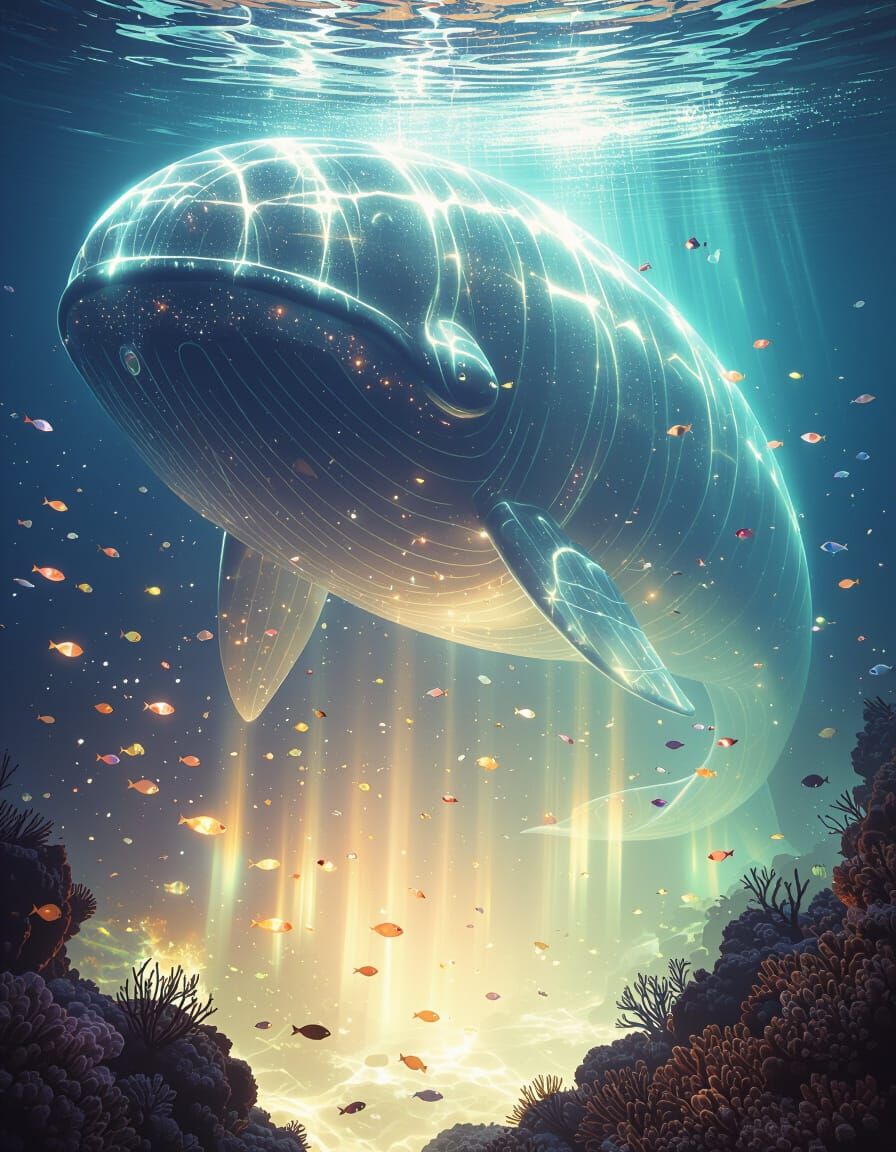 Colossal Bioluminescent Behemoth Glides Through Deep Ocean