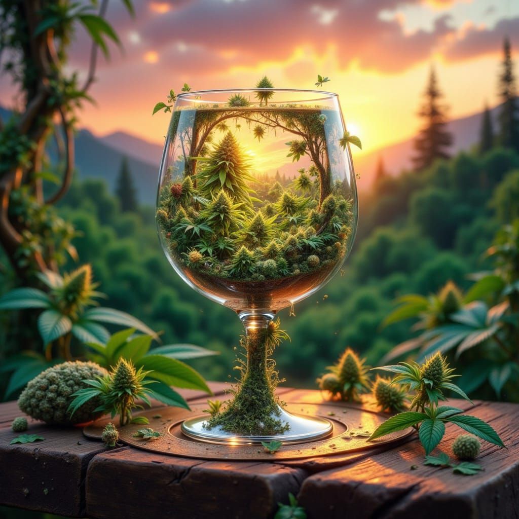 Mystical Cannabis Garden in Glass Chalice