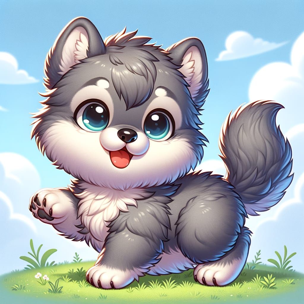 Chibi Wolf Cub's Playtime Adventure