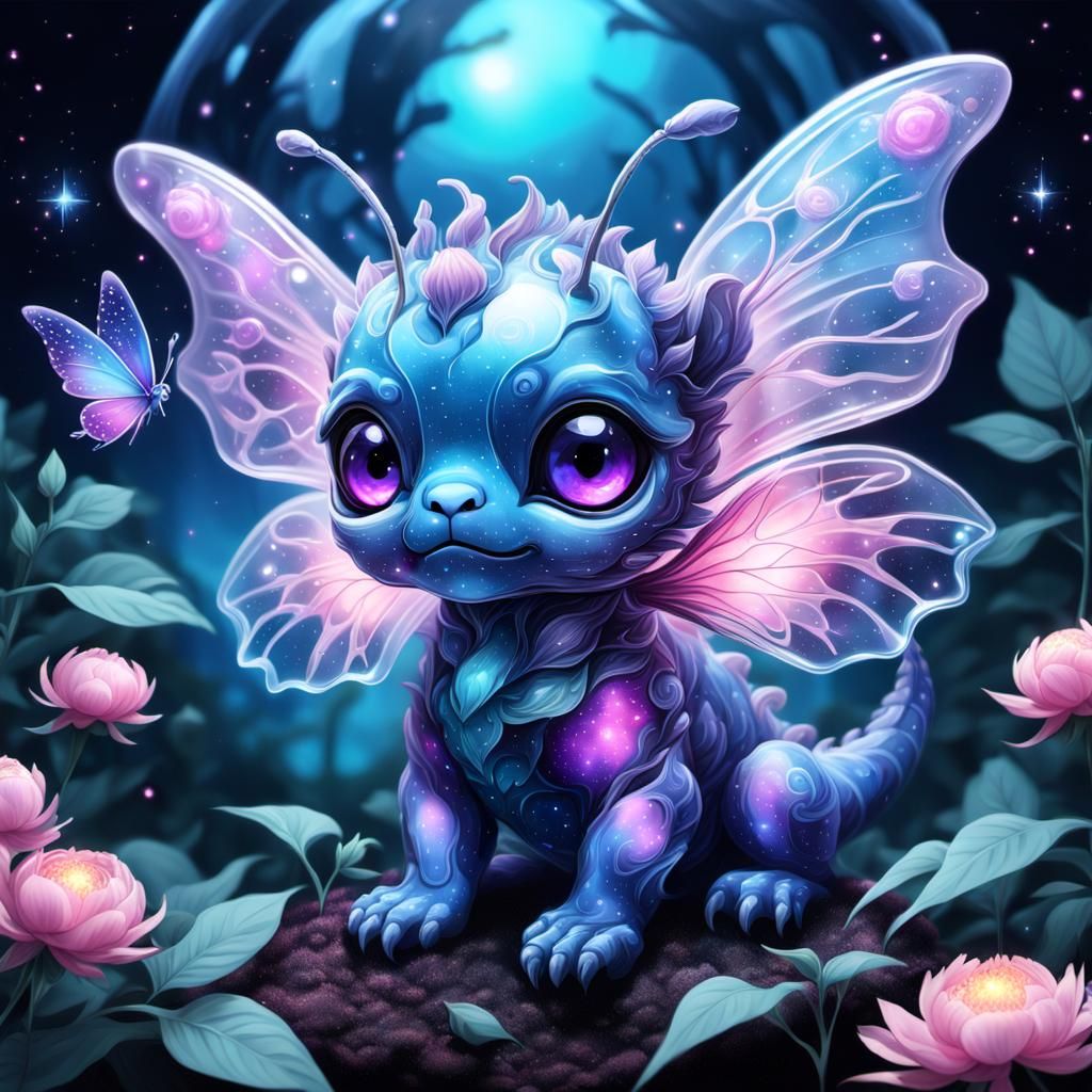 Chibi Dragon Butterfly in Surreal Hyperrealism