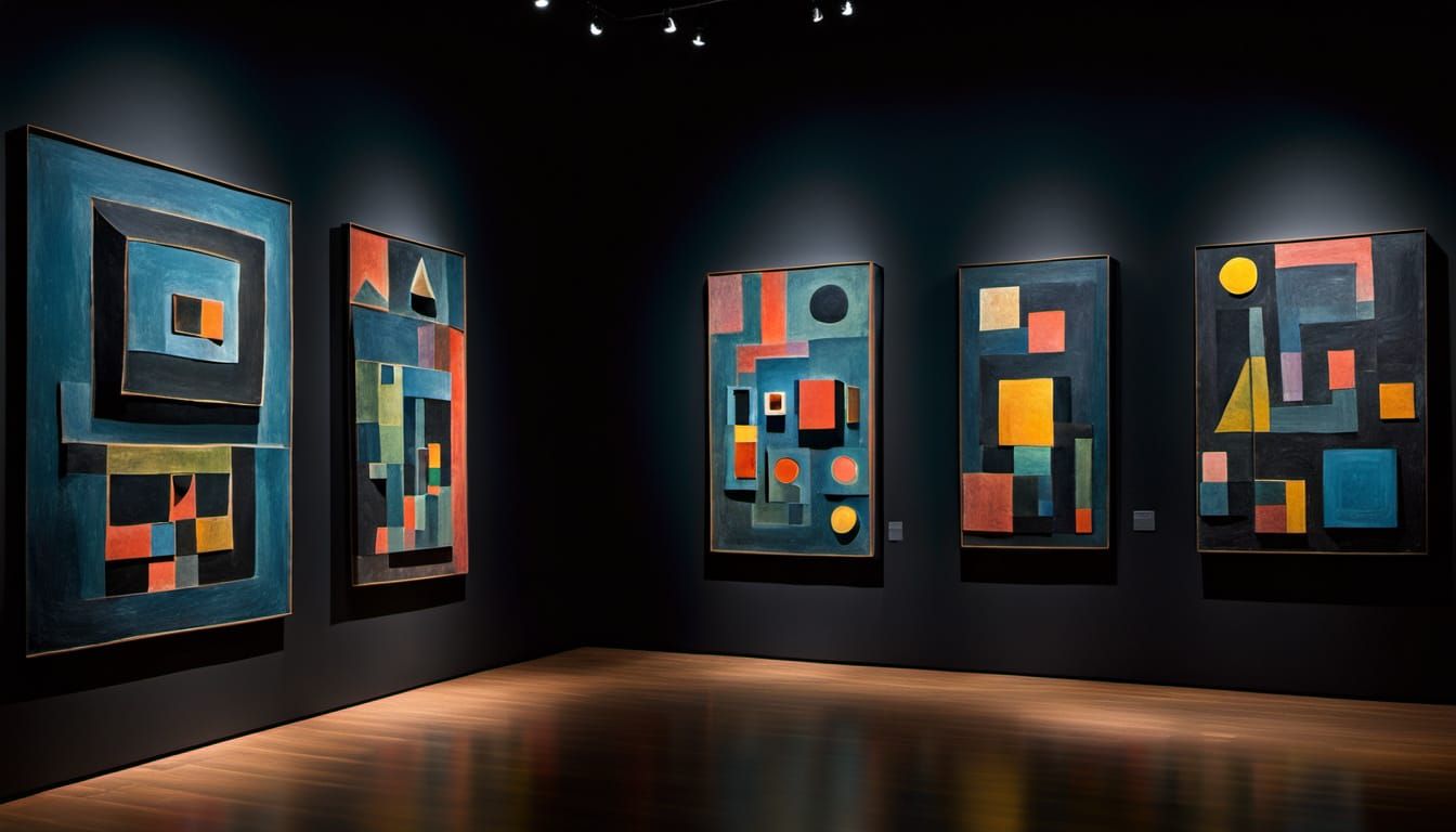 Abstract Geometric Sculptures in a Dark Room