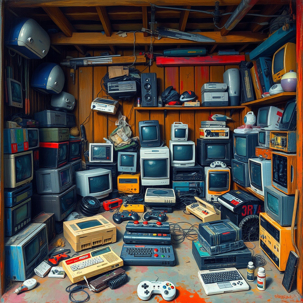 Vintage Consoles in Neo-Impressionist Impasto Style