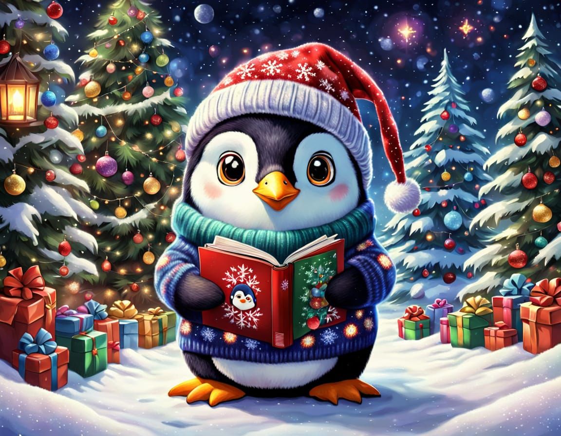 Christmas Penguin in Pokemon Forest Style