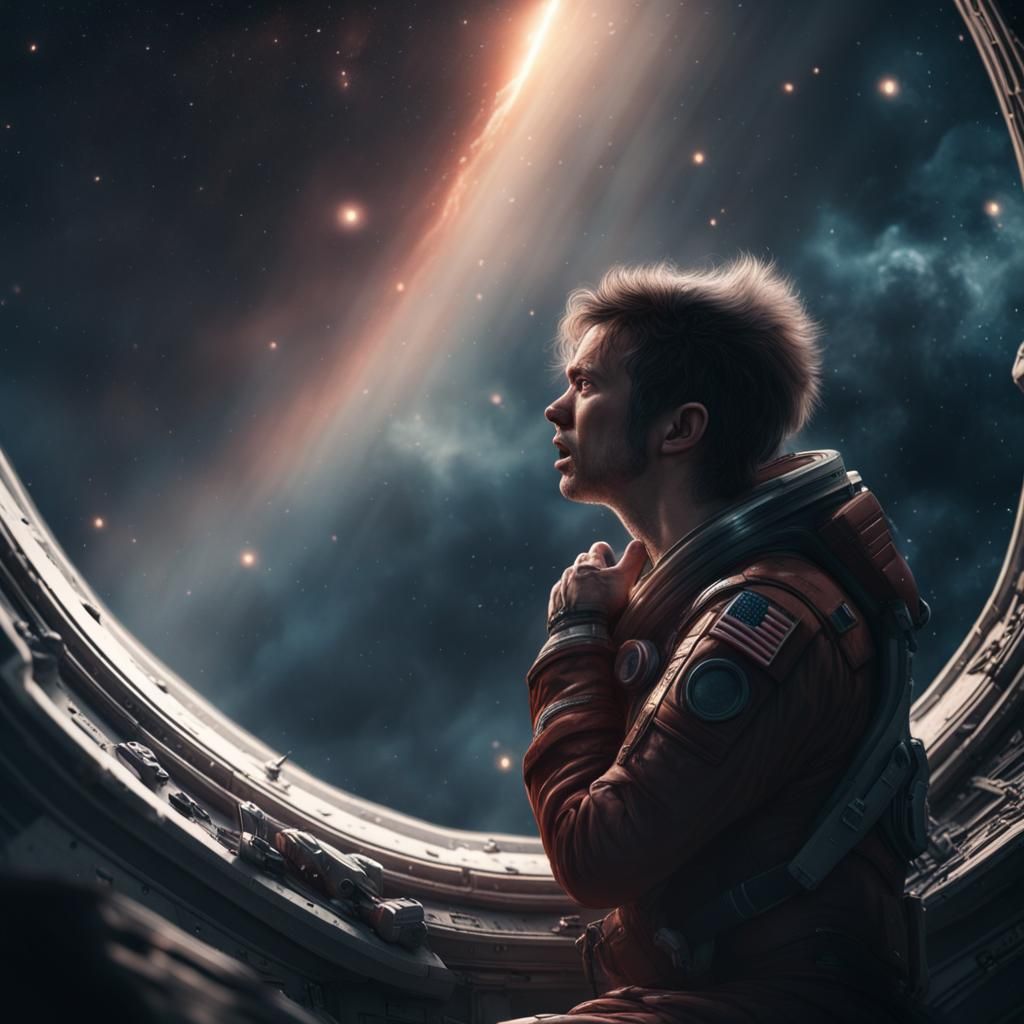 Crying Astronaut in Space: Digital Matte Painting
