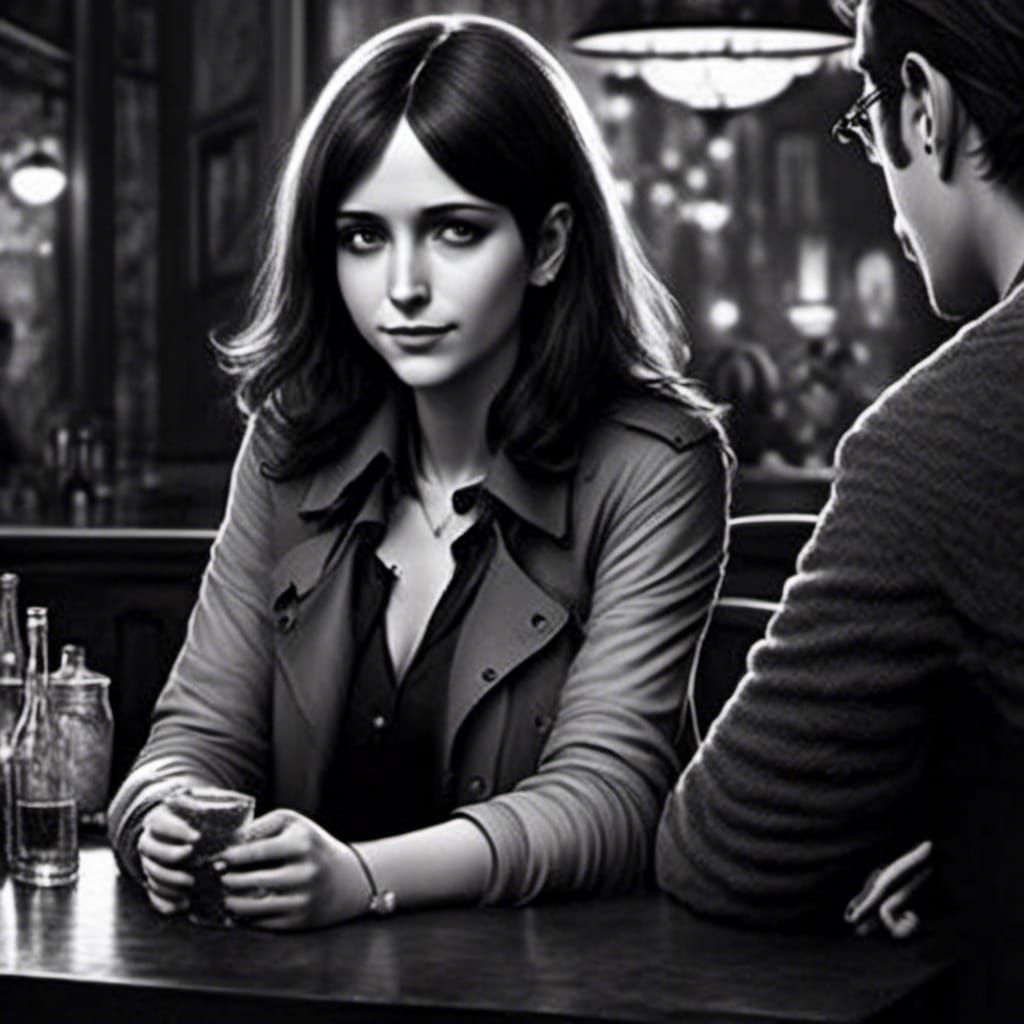 Candid Photo of Smiling Woman at Bar