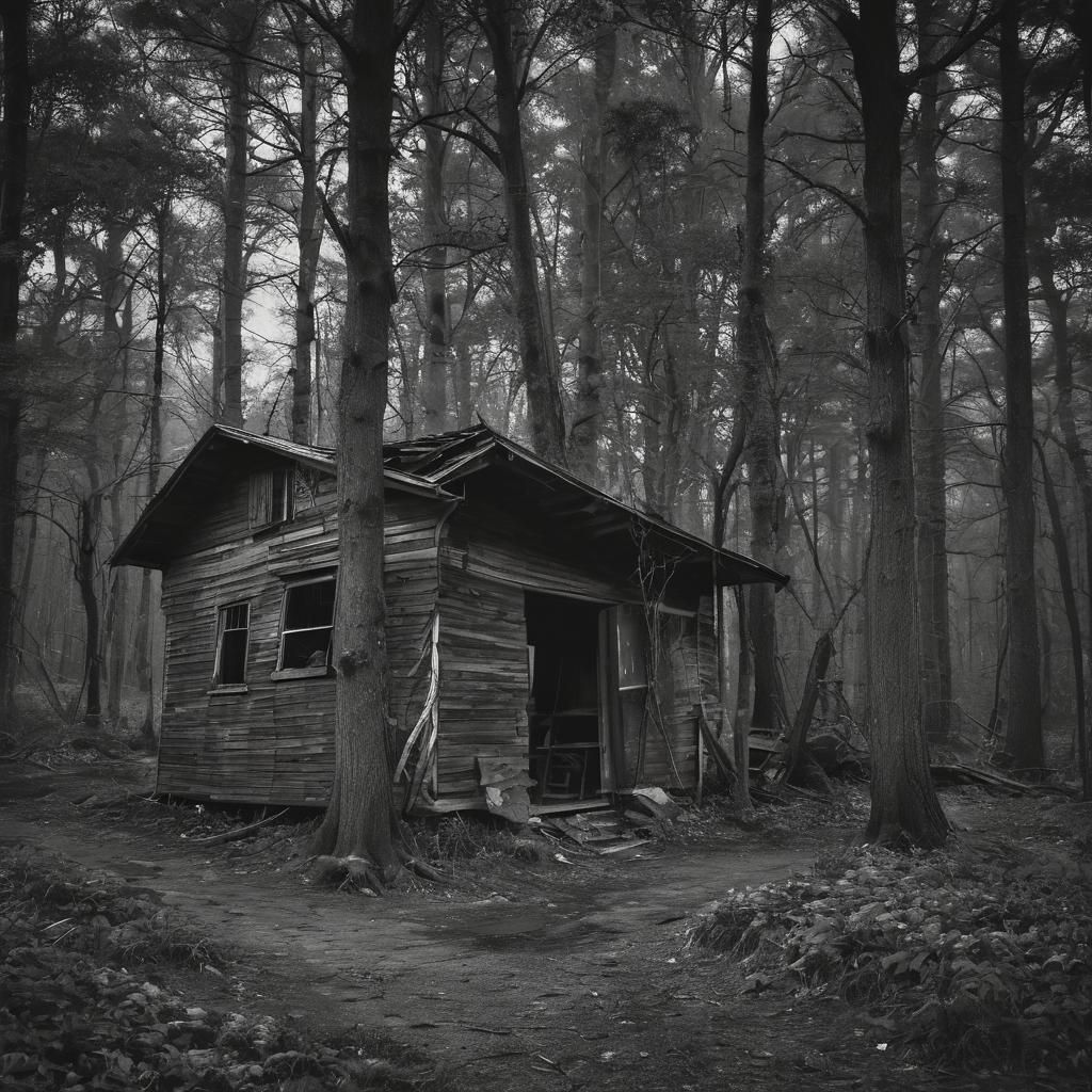 Abandoned shed in the woods