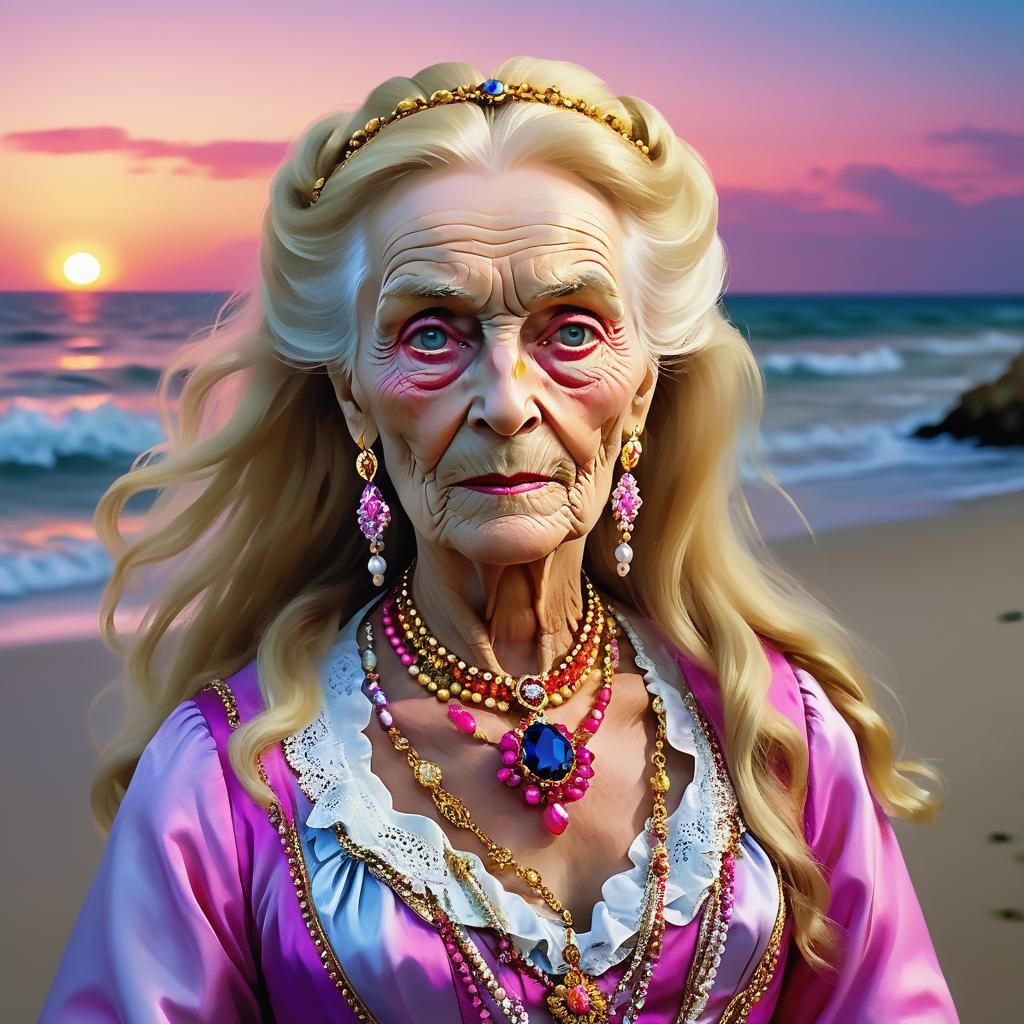 Elegant Portrait of an Elderly Person in Art Nouveau Style