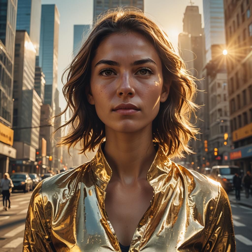 Inspirational Portrait in Vibrant Cityscape Art Style