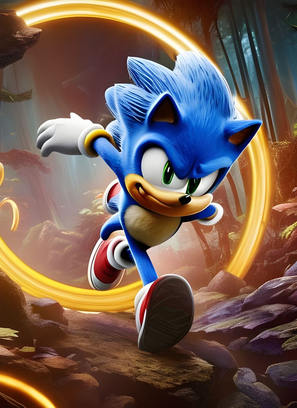 Mr. Sonic sprinting through his famous golden rings! 💫
