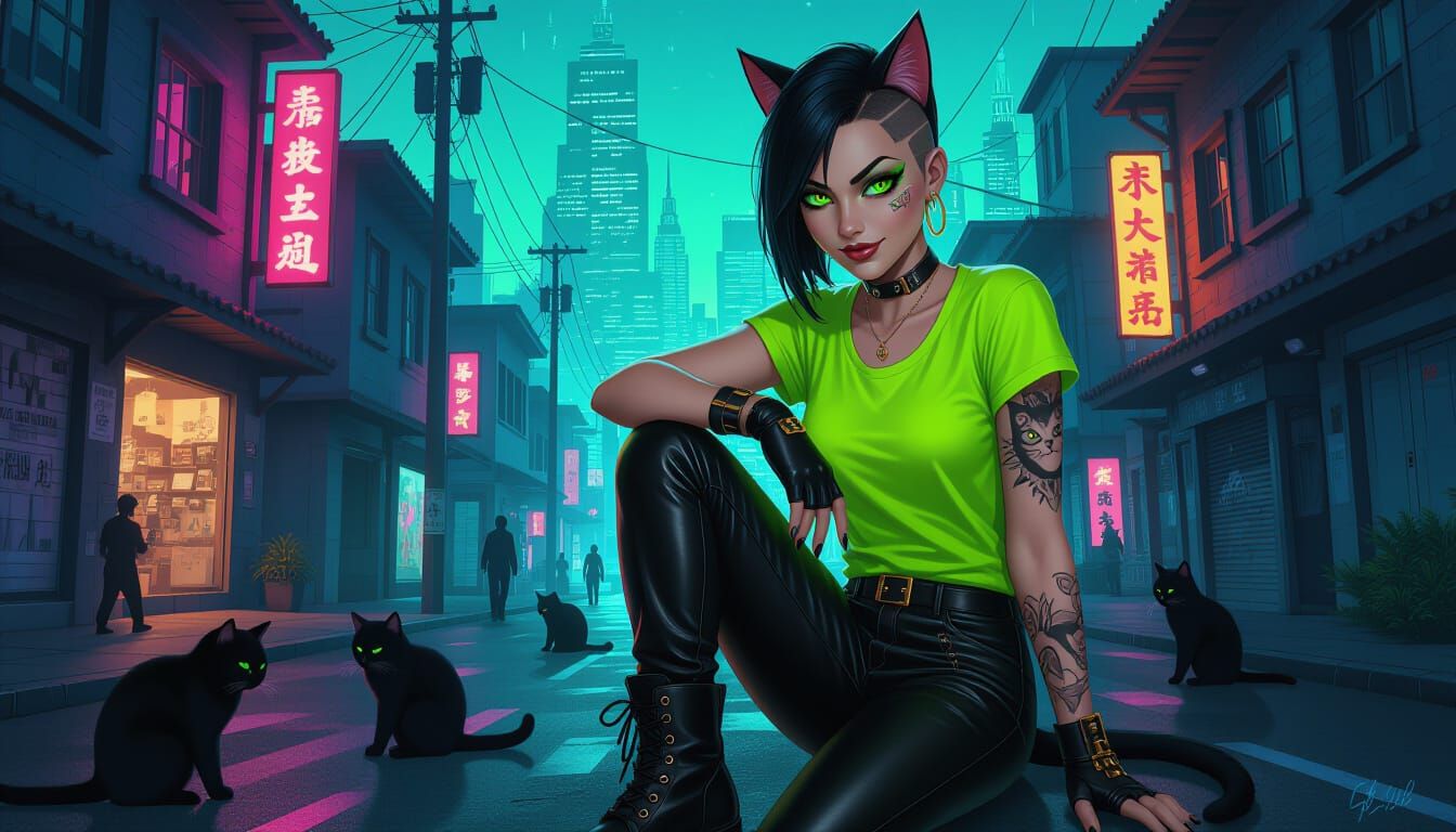 Cat-Shifter Villain Overseeing Feline Minions