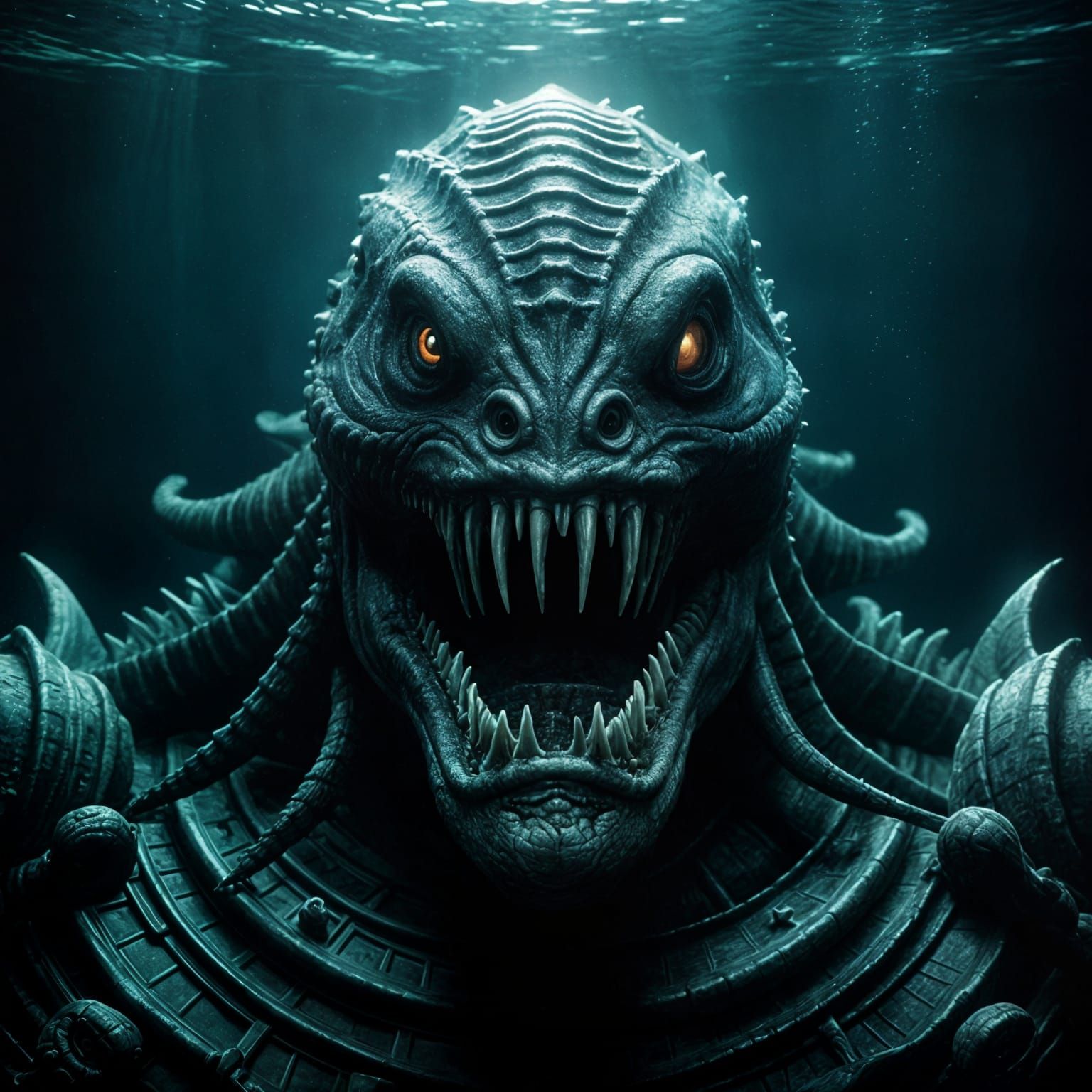 Cinematic Underwater Leviathan in Moody, High-Contrast Light