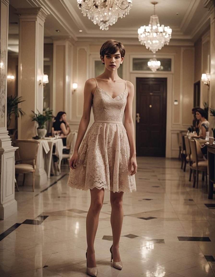 Cross-Dressed Teen in Hotel, Cinematic Film Still