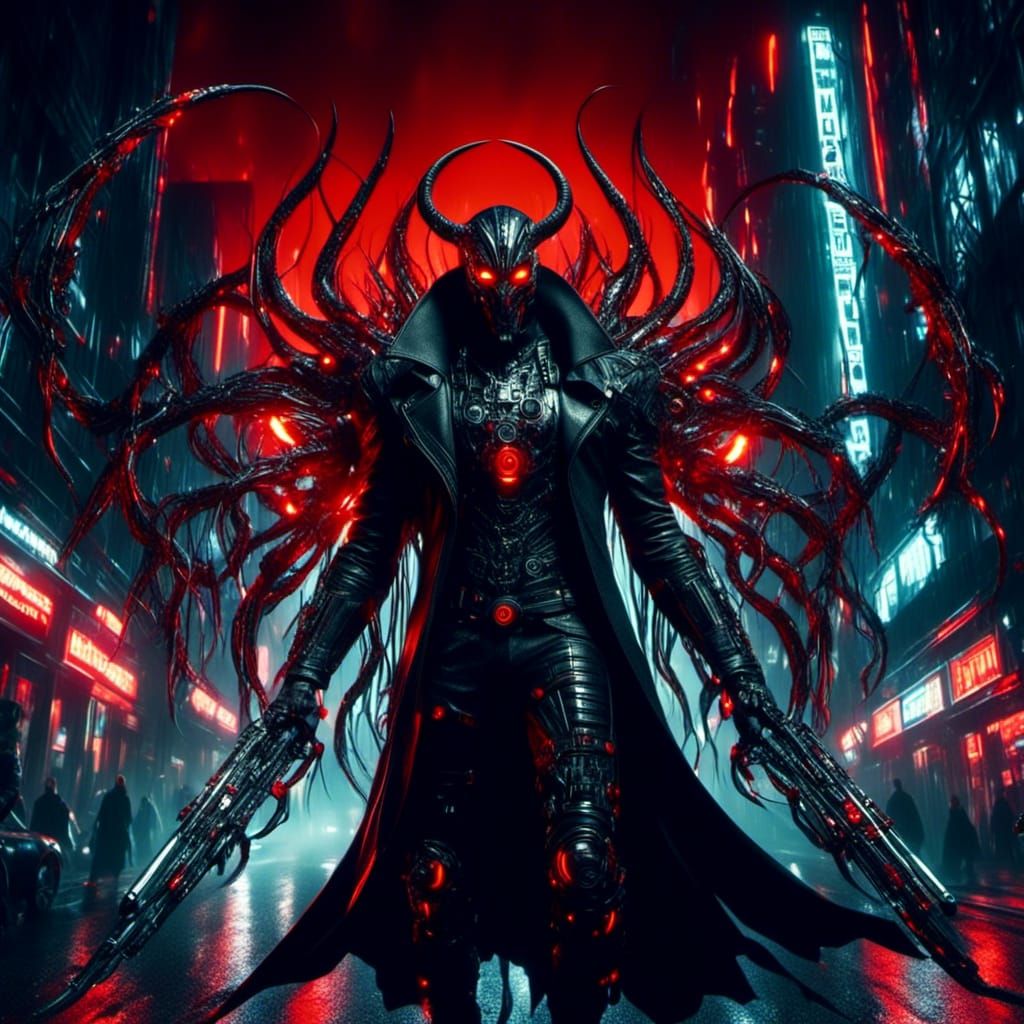 Cybernetic Demon Corrupts Futuristic City Network