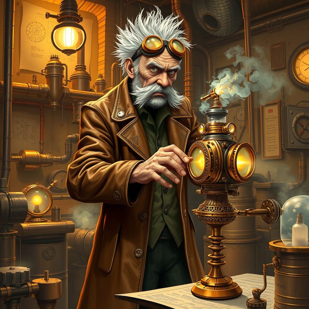 Visionary Inventor Unveils Steampunk Masterpiece in Cluttere...