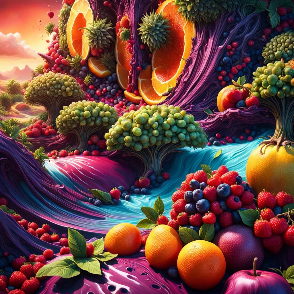 Abstract Fruit Landscape in Detailed Matte Painting