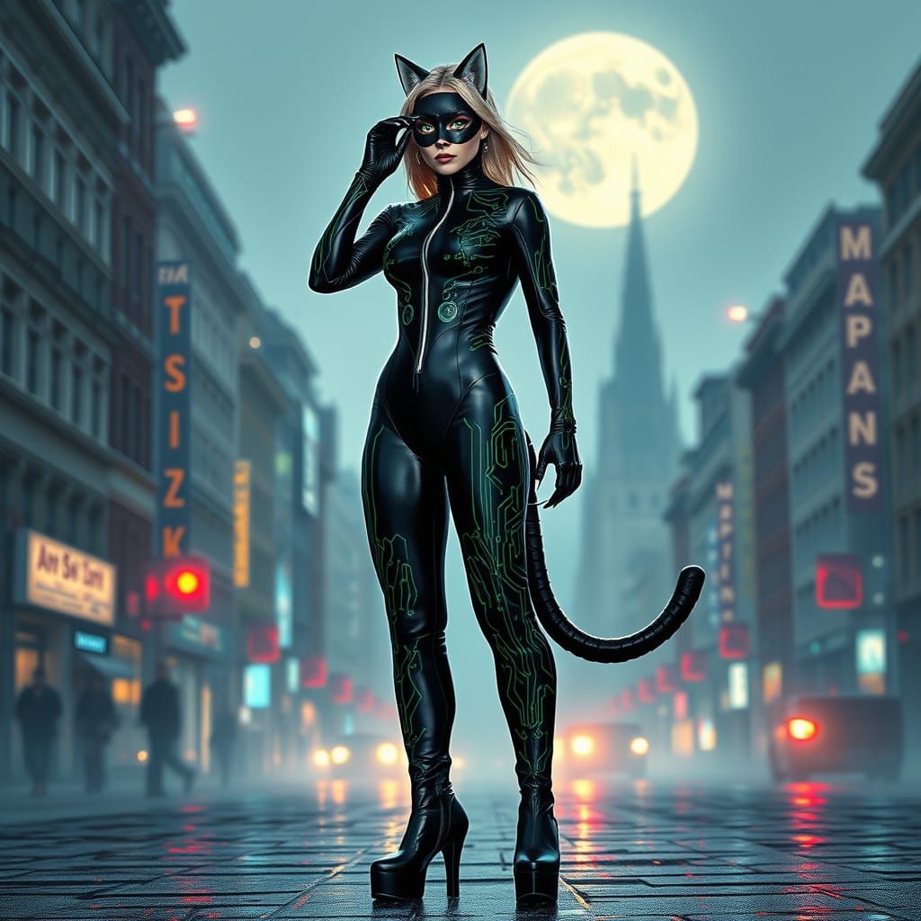 Empowered Femininity in Budapest City at Night