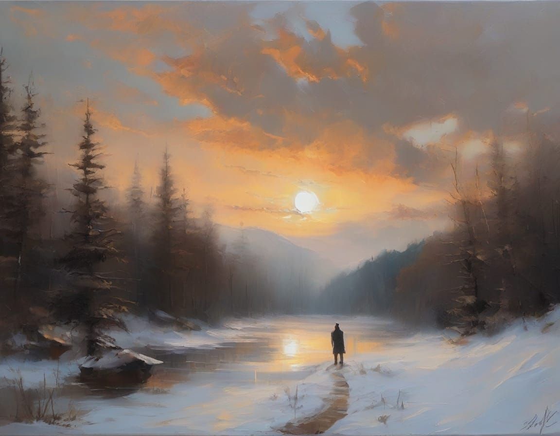 Romantic Landscape with Figure in Caspar David Friedrich Sty...