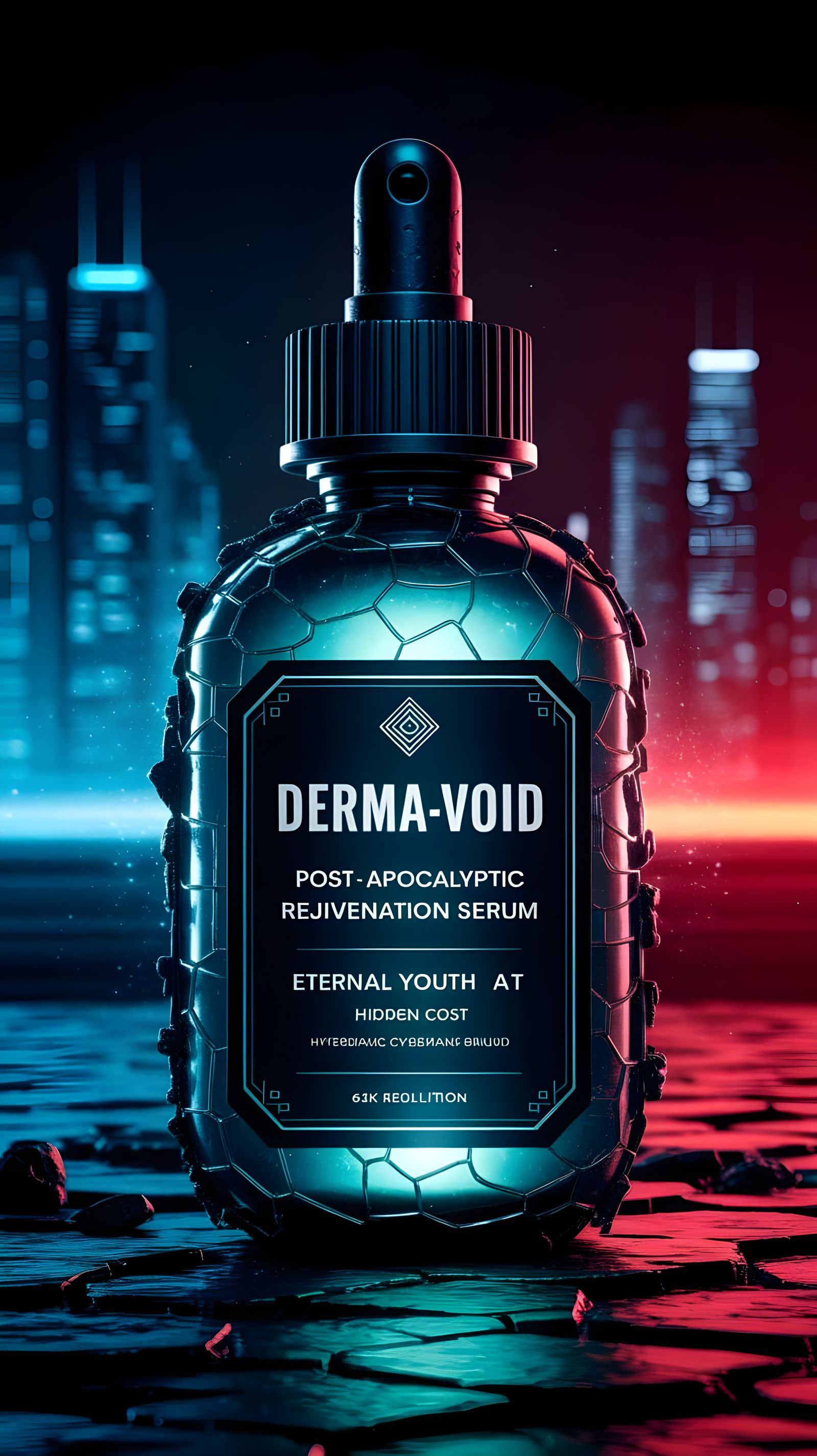 Glowing Post-Apocalyptic Vial in Cyberpunk Haze