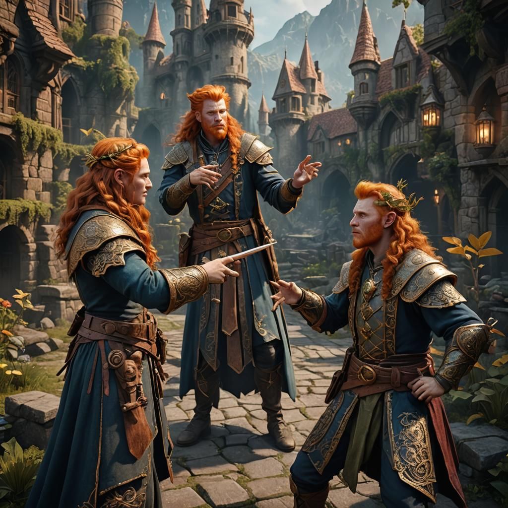 Ginger Bards Pointing: Fantasy Concept Art