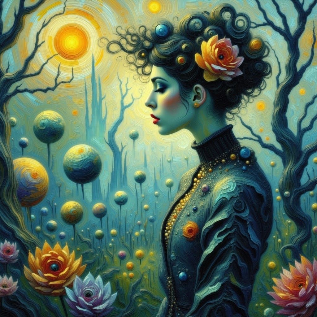 Ethereal Portrait in Impasto Oil Style