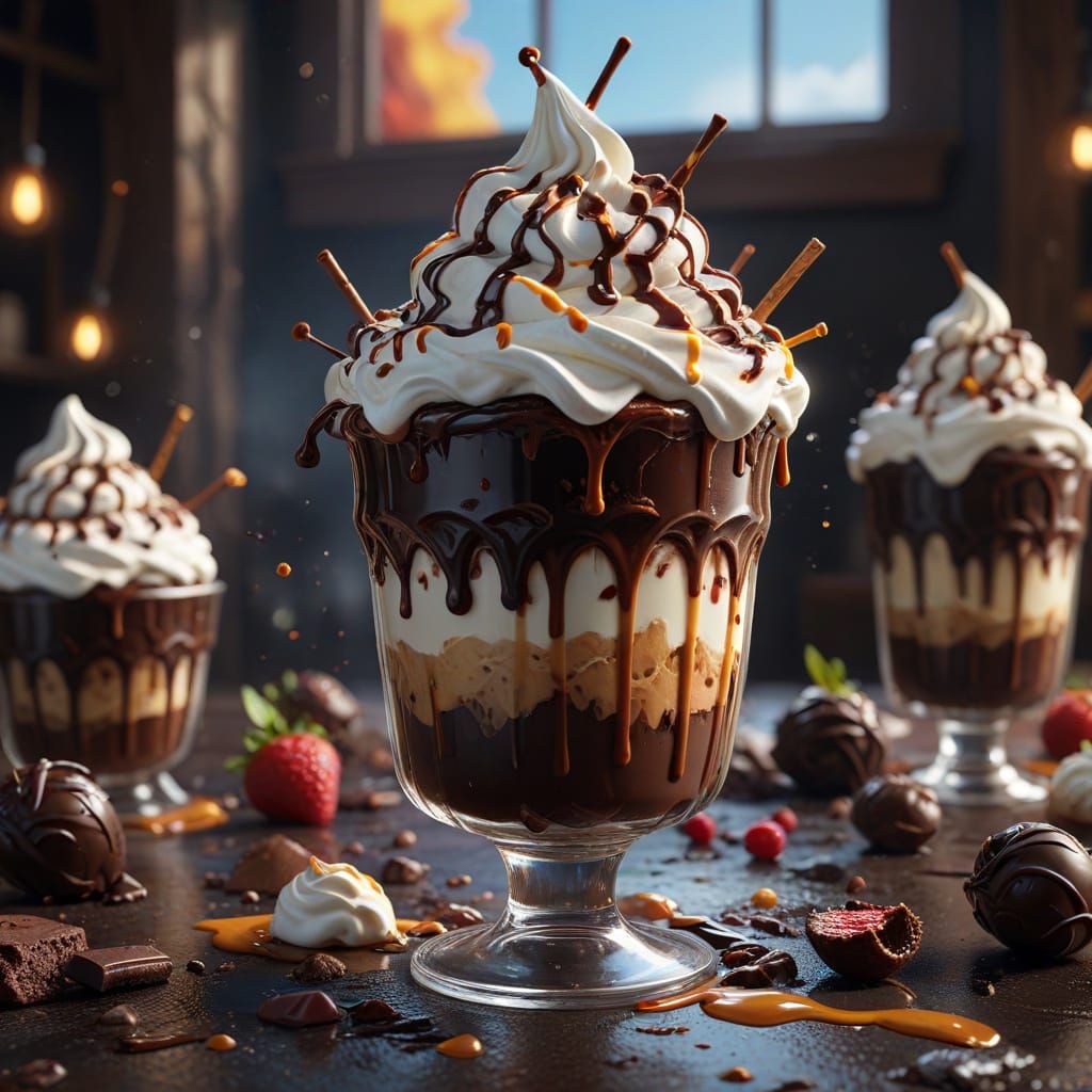 Detailed Matte Painting for National Hot Fudge Sundae Day