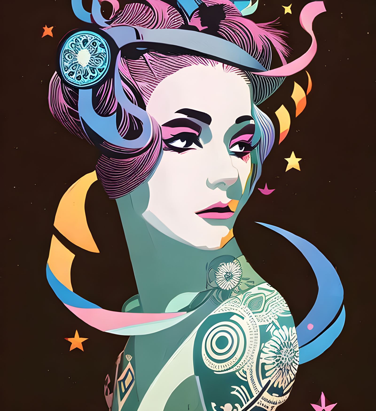 Punk Rock Birth of Venus in Borderlands Style