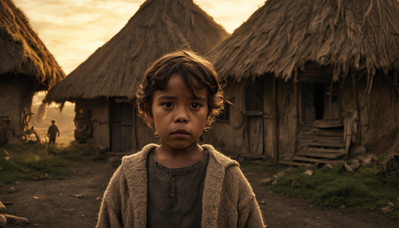 Solemn Child Ignites Village in a Blaze of Desperation