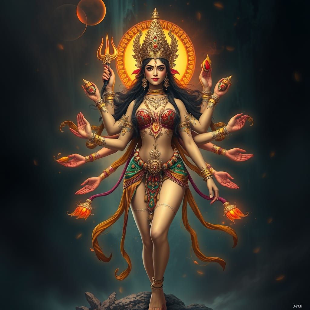 Goddess Durga: Maximalist Anime Art in 8k