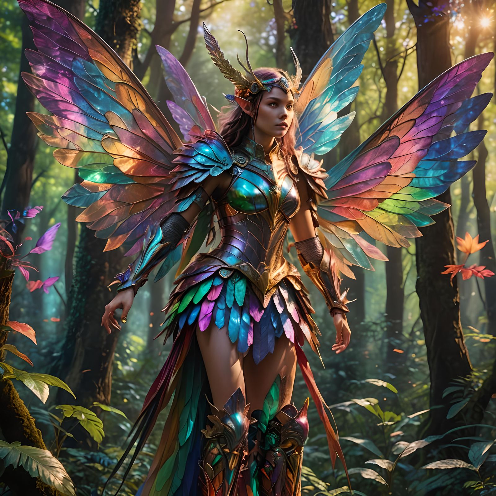 Psychedelic Warrior Faerie in Splash Art Style