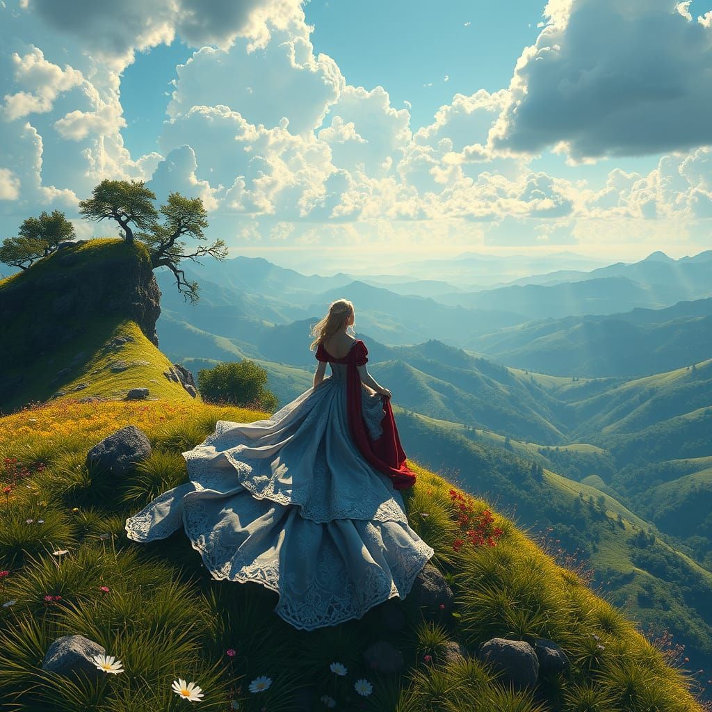 Fantastical Princess in Enchanted Landscape
