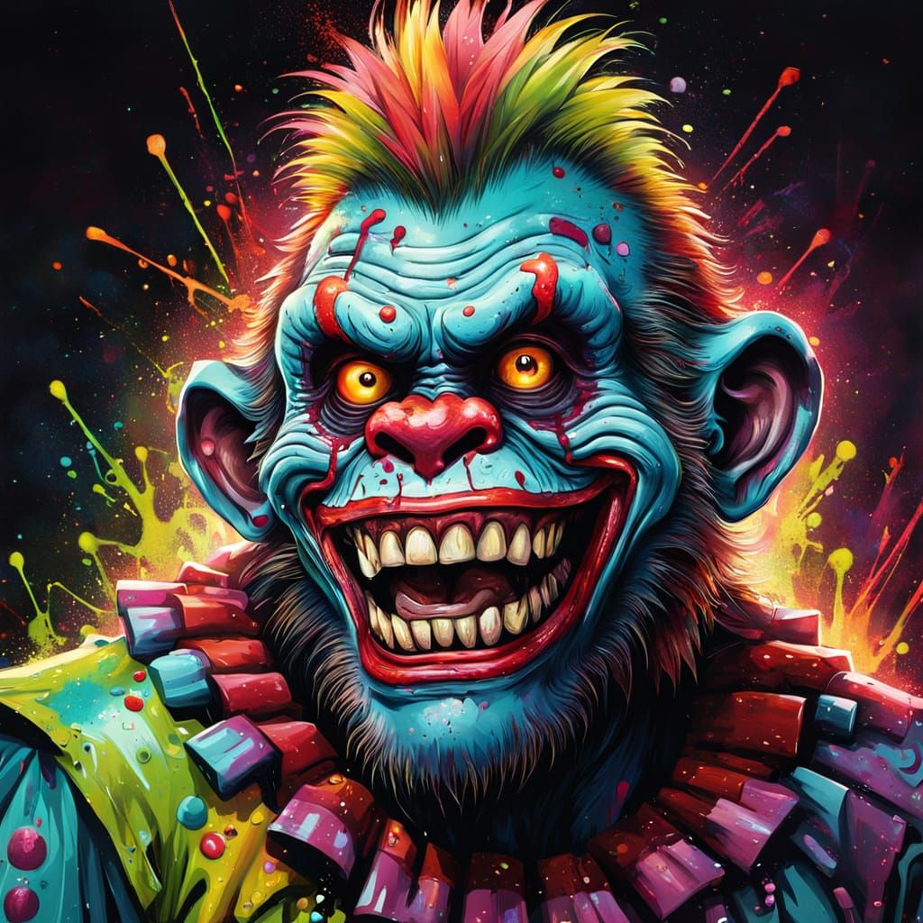 Graffiti Art of Zombie Monkey Clown at Convention