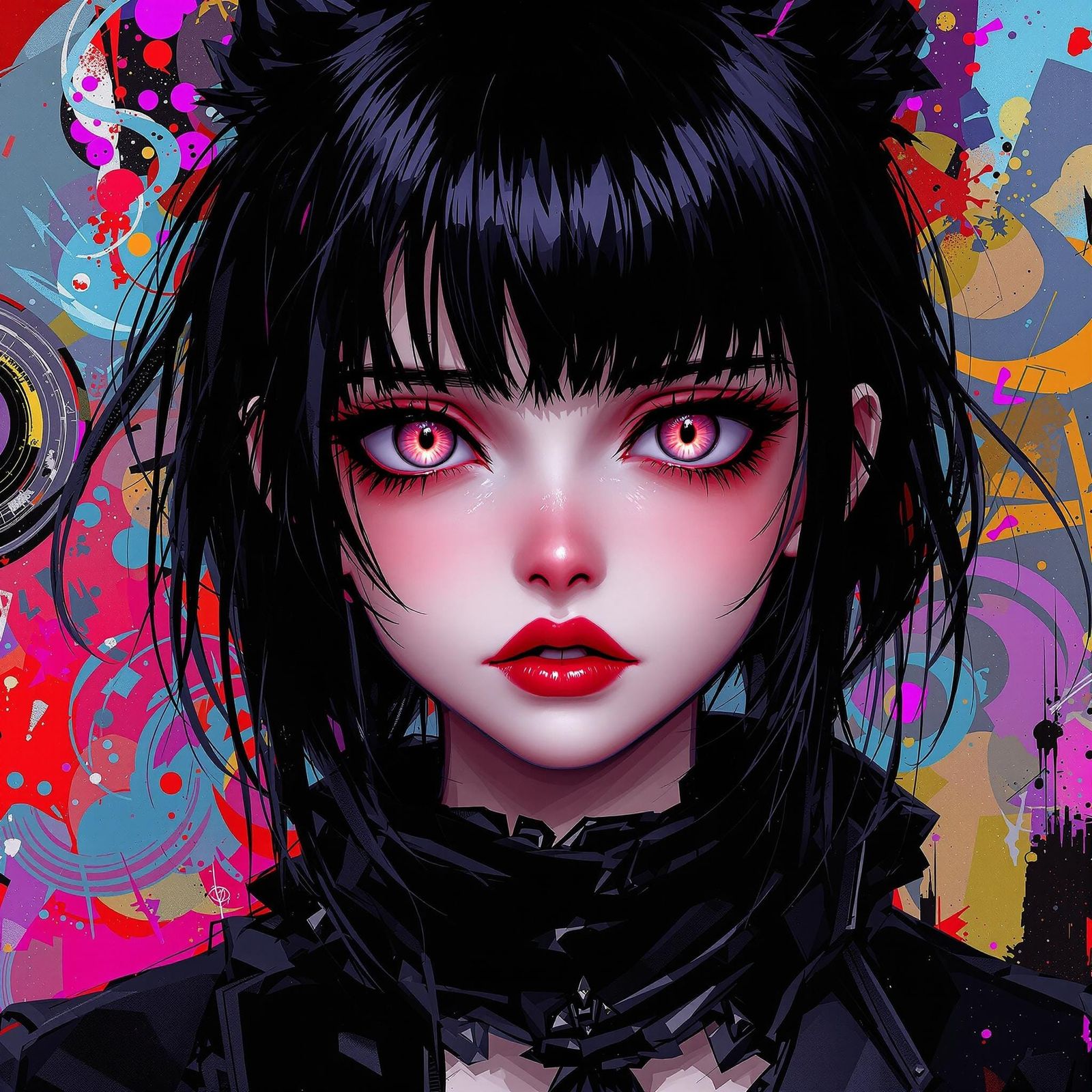 Anime Woman with Piercing Eyes in Digital Painting