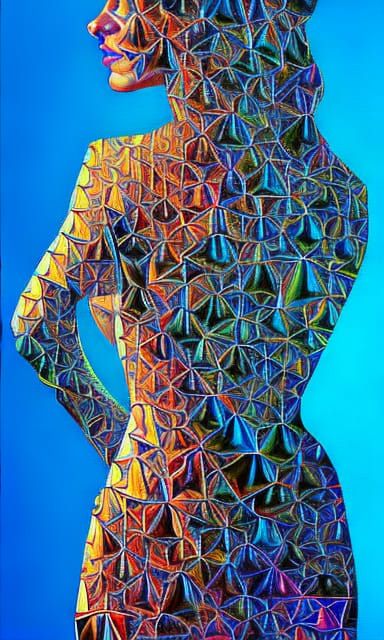 Geometric Surrealist Portrait of Young Doctor