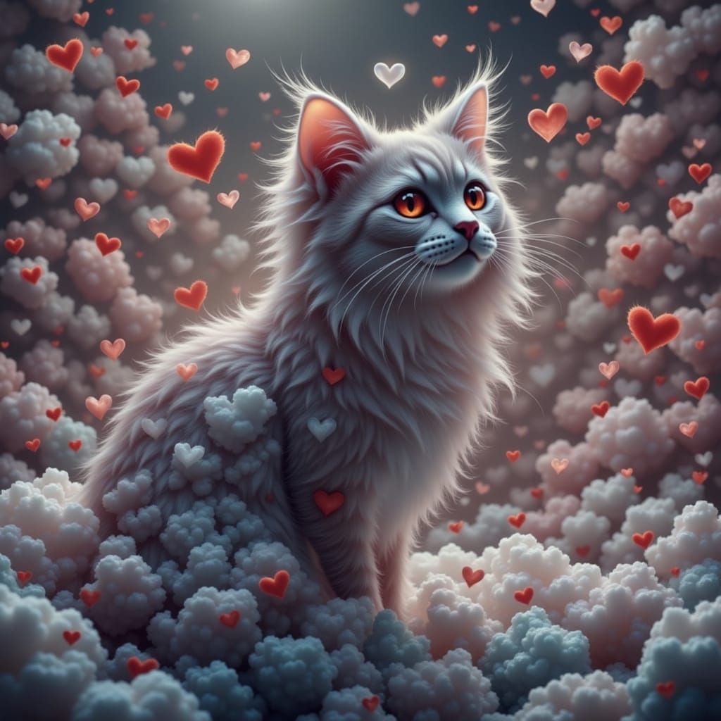 Heartfelt Moonlit Encounter with a Vibrant Red Cat