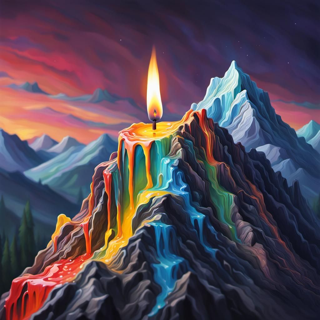 Hyperrealistic Candle Melts Down a Mountain