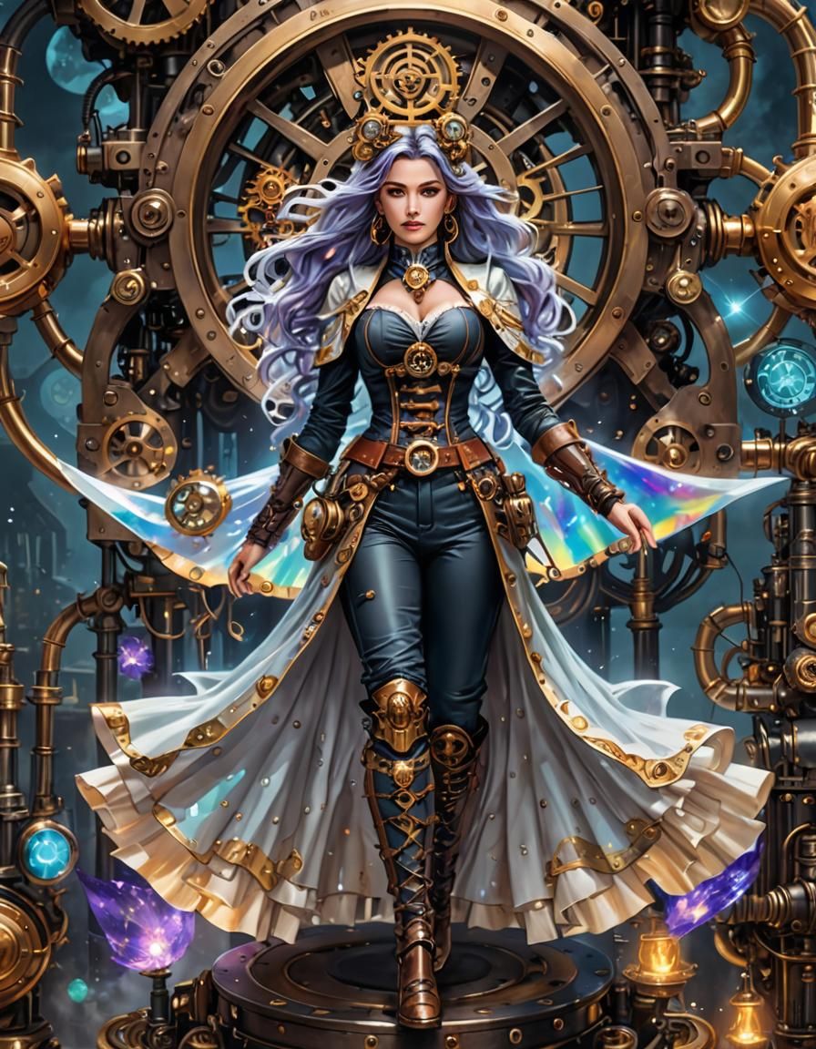 Rainbow Chimera Girl with Robot Skeleton