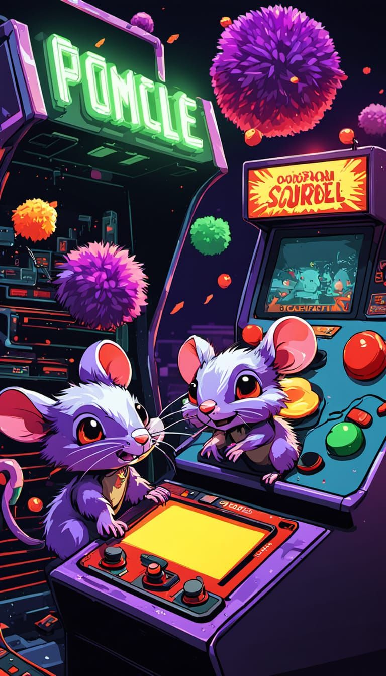 Mice Battle Squirrels in Pompom Factory: 16-bit Pixel Art