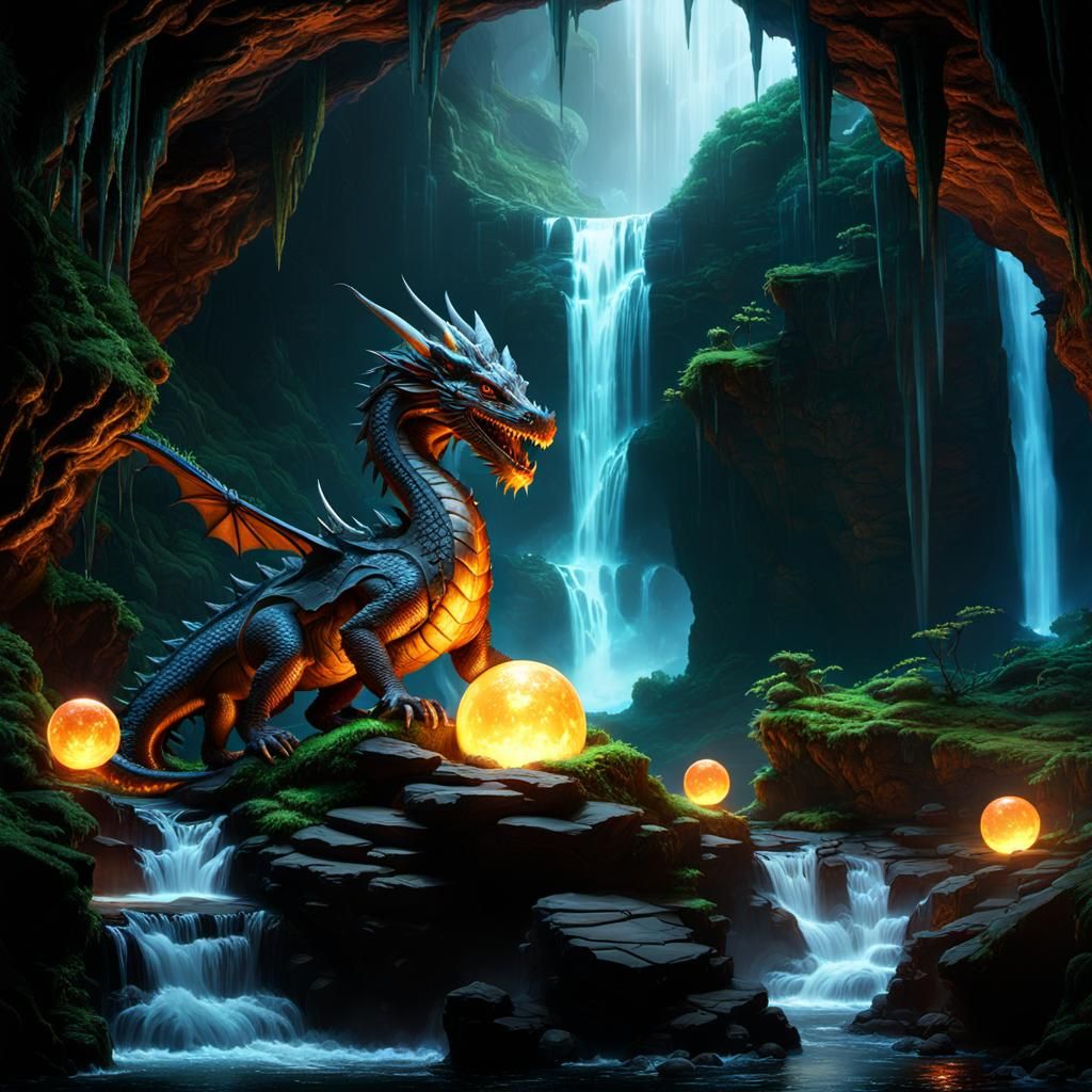 Dragon Protects Nest: Dark Fantasy Concept Art