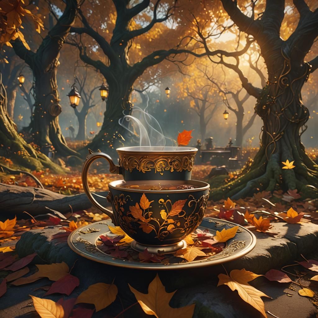 Enchanted Forest Tea: A Fantastical Digital Painting