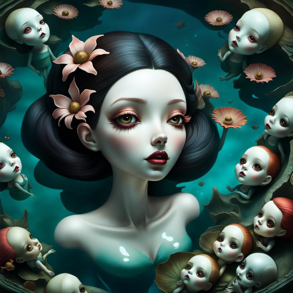 Ethereal Girl in Doll Part Abyss