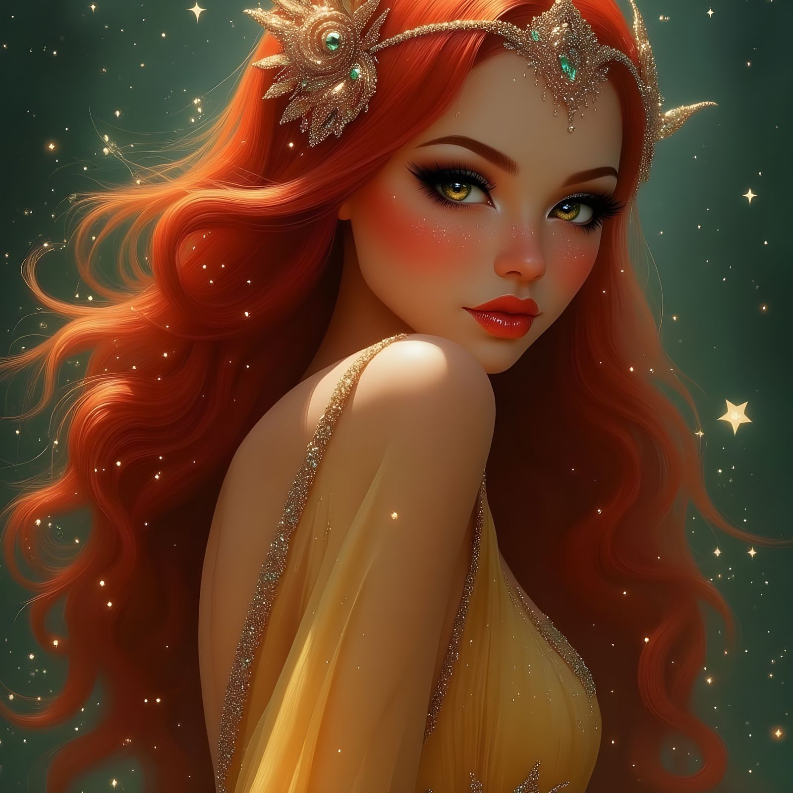 Norse Sun Goddess Portrait in Dark Fantasy Style