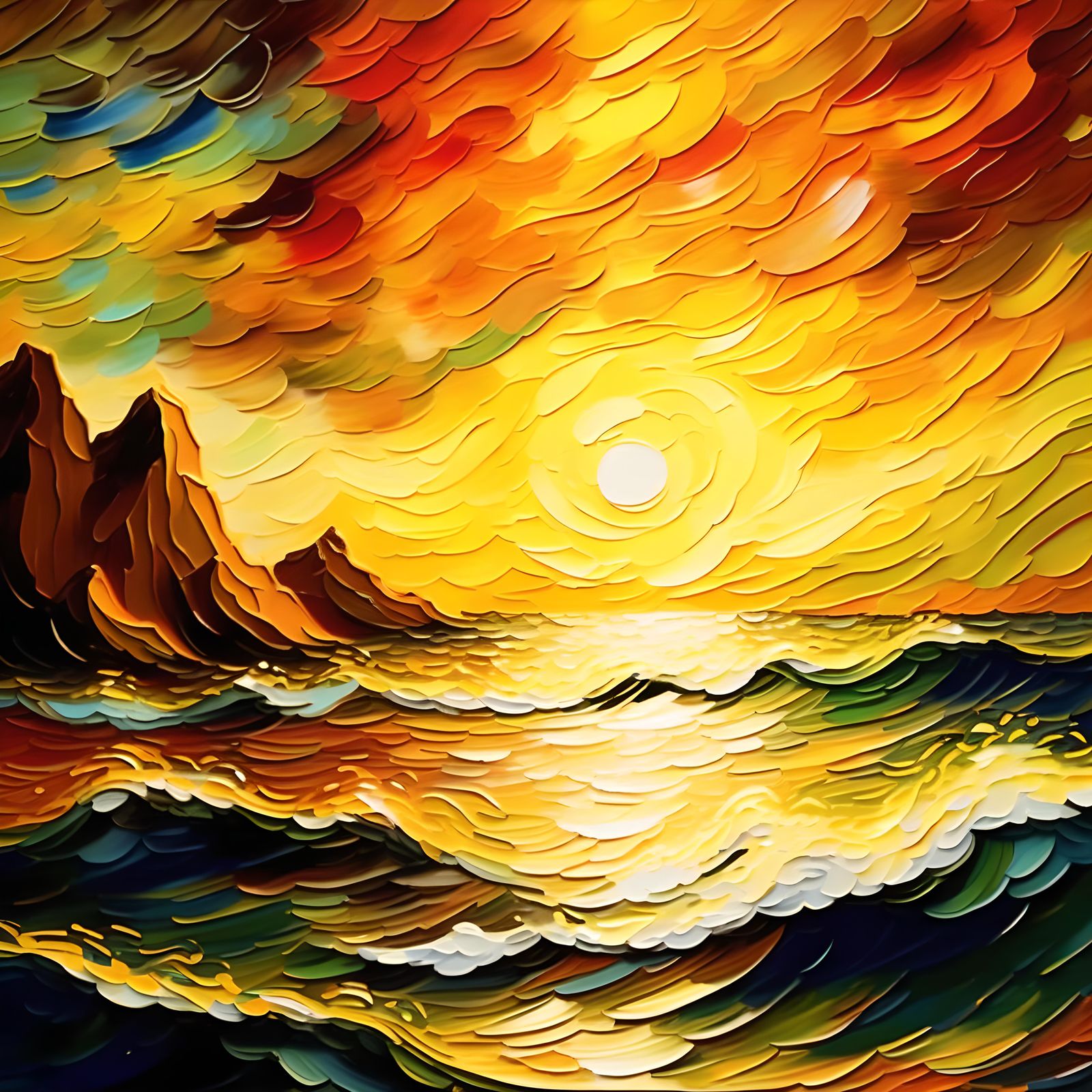 Seascape in Expressionist Neo-Impressionism Style