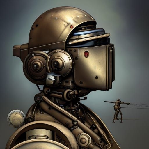 Dieselpunk Armored Assault Droid Concept Art