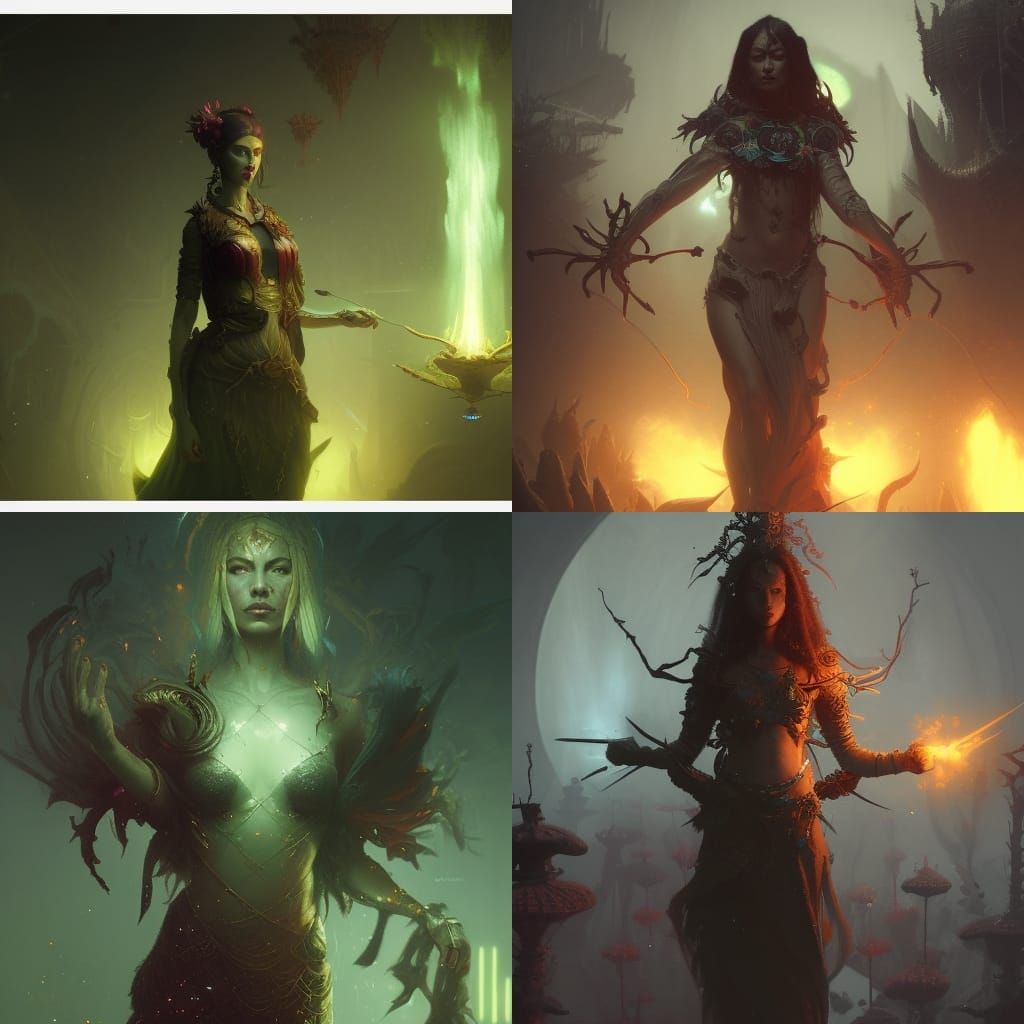 Dark Fantasy Female Herbmaster, Detailed Digital Art